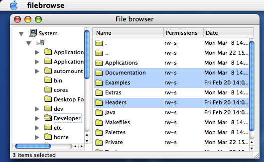 File browser on MacOS X (Panther)